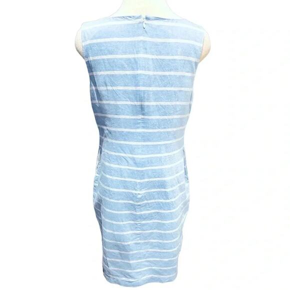 Talbots Linen Blend Dress blue white stripe crochet lace detail Size 8 - Picture 8 of 11